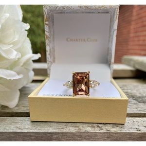 NWT CHARTER CLUB GOLD PLATED AMBER RING - 8